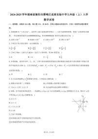 [数学]2024～2025学年湖南省衡阳市雁峰区成章实验中学九年级(上)入学试卷(有答案)