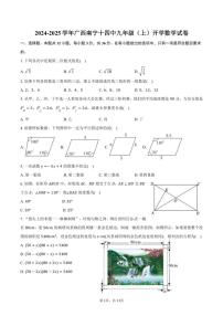 [数学]2024～2025学年广西南宁十四中九年级(上)开学试卷(有答案)