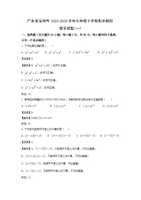 [数学][期末]广东省深圳市2023-2024学年七年级下学期期末模拟试题(一)(解析版)