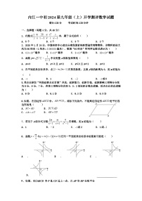 四川省内江市第一中学2023-2024学年九年级上学期开学考试数学试题