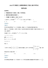 湖南省益阳市玉潭教育集团2024-2025学年八年级上学期开学考试数学试题（解析版）