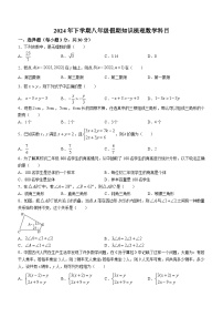 湖南省长沙市怡海中学2024-2025学年学八年级上学期入学考试数学试题(无答案)