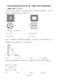 广东深圳龙岗区实验学校2024-2025学年九年级上学期开学考数学试题+答案