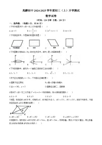 黑龙江省哈尔滨市双城区兆麟初级中学2024-2025学年九年级上学期开学数学试题(无答案)