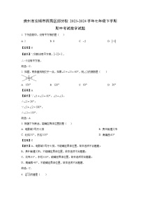 [数学]贵州省安顺市西秀区部分校2023-2024学年七年级下学期期中考试试题(解析版)