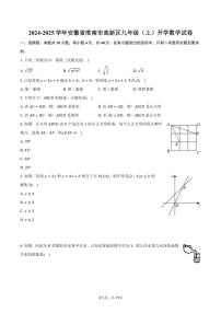 [数学]2024～2025学年安徽省淮南市高新区九年级(上)开学试卷(有解析)