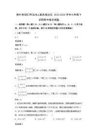 [数学][期中]贵州省铜仁市沿河土家族自治县2023-2024学年七年级下学期期中试题(解析版)