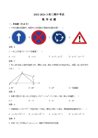 四川省自贡市富顺第一中学校2023-2024学年九年级上学期期中考试数学试卷(含答案)