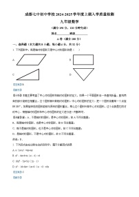 四川省成都市第七中学初中学校2024-2025学年九年级上学期开学考试数学试题（解析版）