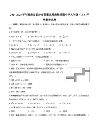 2024-2025学年湖南省长沙市岳麓区周南梅溪湖中学九年级（上）开学数学试卷（含解析）