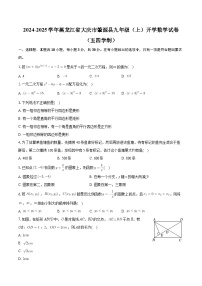 +黑龙江省大庆市肇源县2024-2025学年九年级上学期开学数学试卷（五四制）+