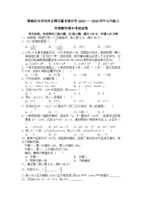 湖南省永州市冷水滩区蔡市镇中学2023-2024学年七年级上学期期中考试数学试卷