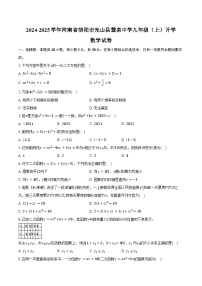 2024-2025学年河南省信阳市光山县慧泉中学九年级（上）开学数学试卷（含详解）