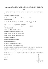 2024-2025学年内蒙古呼和浩特市武川三中九年级（上）开学数学试卷（含答案）