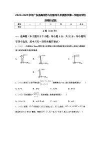 2024-2025学年广东省高州市九校联考九年级数学第一学期开学检测模拟试题【含答案】