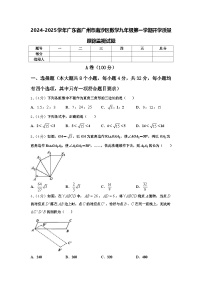 2024-2025学年广东省广州市南沙区数学九年级第一学期开学质量跟踪监视试题【含答案】