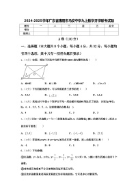 2024-2025学年广东省惠阳市马安中学九上数学开学联考试题【含答案】