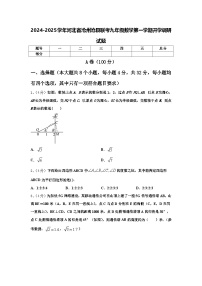 2024-2025学年河北省沧州沧县联考九年级数学第一学期开学调研试题【含答案】