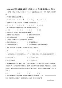 2024-2025学年安徽省阜阳市九年级（上）月考数学试卷（9月份）（含解析）