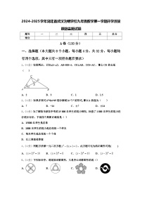 2024-2025学年湖北省武汉为明学校九年级数学第一学期开学质量跟踪监视试题【含答案】