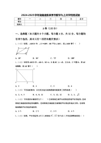 2024-2025学年湖南省张家界市数学九上开学检测试题【含答案】