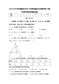 2024-2025学年湖南省长沙市一中学教育集团九年级数学第一学期开学教学质量检测模拟试题【含答案】