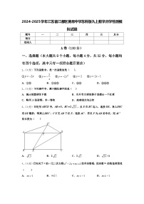 2024-2025学年江苏省江都区黄思中学苏科版九上数学开学检测模拟试题【含答案】