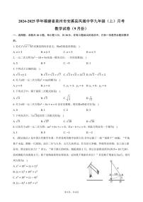 [数学]2024～2025学年福建省泉州市安溪县凤城中学九年级(上)月考试卷(9月份)(有答案)