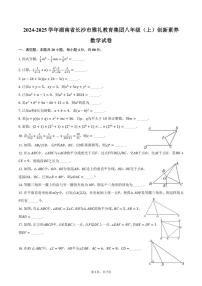 [数学]2024～2025学年湖南省长沙市雅礼教育集团八年级(上)创新素养月考试卷(有答案)