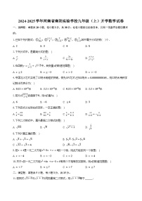 2024-2025学年河南省南阳实验学校九年级（上）开学数学试卷（含答案）