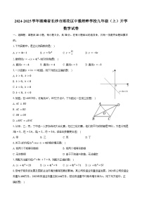 2024-2025学年湖南省长沙市雨花区中雅培粹学校九年级（上）开学数学试卷（含答案）