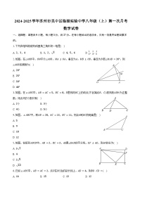 2024-2025学年江苏省苏州市吴中区临湖实验中学八年级（上）第一次月考数学试卷（含答案）