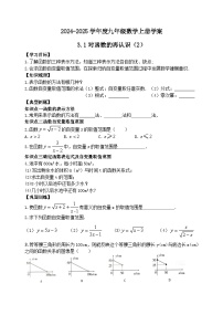 初中数学鲁教版（五四学制）（2024）九年级上册1 对函数的再认识学案设计