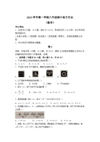 浙江省金华市义乌市七校联考2023-2024学年八年级上学期11月期中考试数学试卷(含答案)