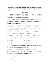 2024-2025学年江苏省金湖县数学九年级第一学期开学预测试题【含答案】