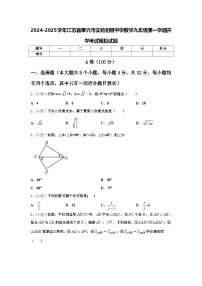 2024-2025学年江苏省泰兴市实验初级中学数学九年级第一学期开学考试模拟试题【含答案】