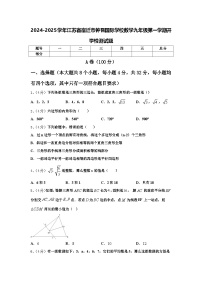 2024-2025学年江苏省宿迁市钟吾国际学校数学九年级第一学期开学检测试题【含答案】