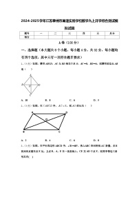 2024-2025学年江苏泰州市高港实验学校数学九上开学综合测试模拟试题【含答案】