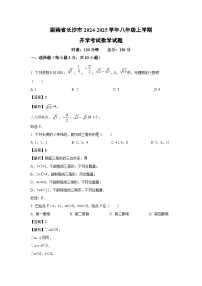 [数学]湖南省长沙市2024-2025学年八年级上学期开学考试试题(解析版)