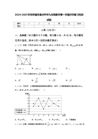 2024-2025学年黔南市重点中学九年级数学第一学期开学复习检测试题【含答案】