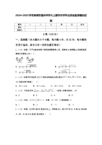 2024-2025学年衢州市重点中学九上数学开学学业质量监测模拟试题【含答案】