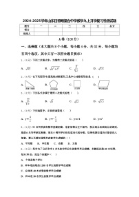 2024-2025学年山东日照明望台中学数学九上开学复习检测试题【含答案】