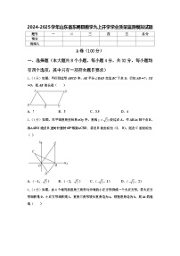 2024-2025学年山东省东明县数学九上开学学业质量监测模拟试题【含答案】