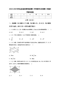 2024-2025学年山东省东营市胜利第一中学数学九年级第一学期开学联考试题【含答案】