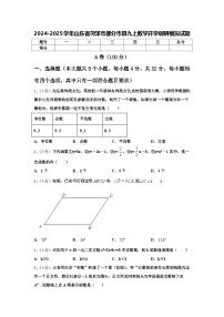 2024-2025学年山东省菏泽市部分市县九上数学开学调研模拟试题【含答案】