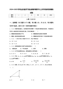 2024-2025学年山东省济宁梁山县联考数学九上开学质量检测模拟试题【含答案】