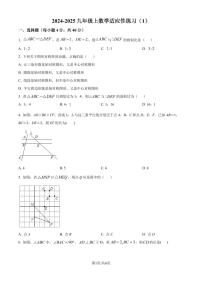 福州一中2024-2025学年九年级上学期月考数学试题（原卷版+解析版）