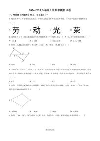 人教版2024-2025学年八年级数学上册期中试卷（原卷版+解析版）