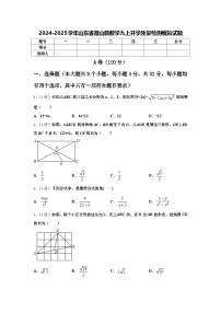 2024-2025学年山东省微山县数学九上开学质量检测模拟试题【含答案】