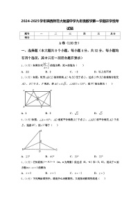 2024-2025学年陕西师范大附属中学九年级数学第一学期开学统考试题【含答案】